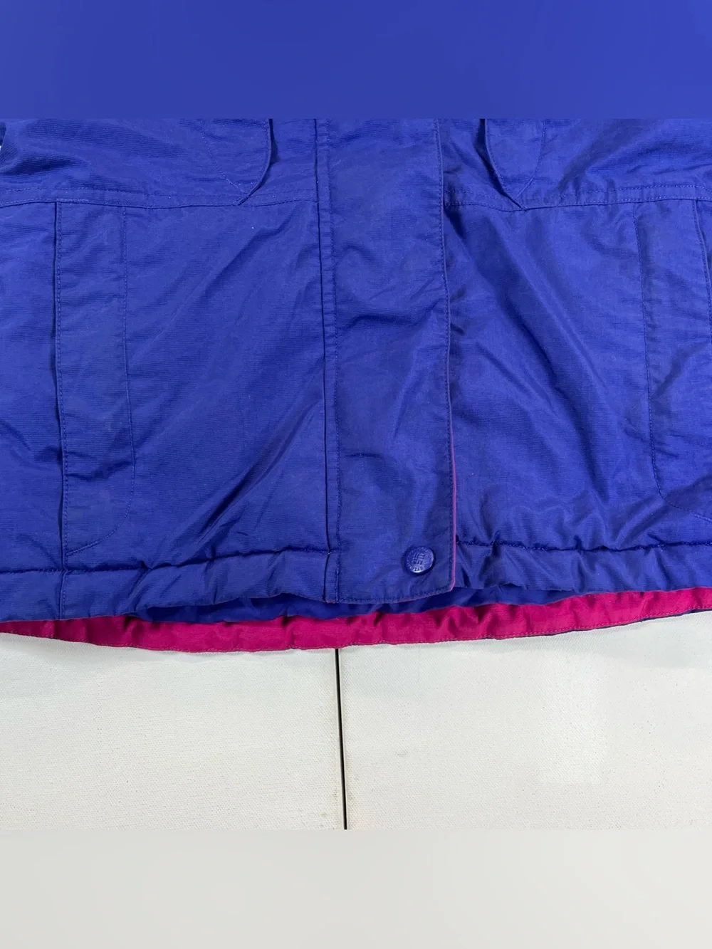 Vintage Columbia Bugaboo Jacket Youth 6 Blue Pink Ski Colorblock Hooded Nylon
